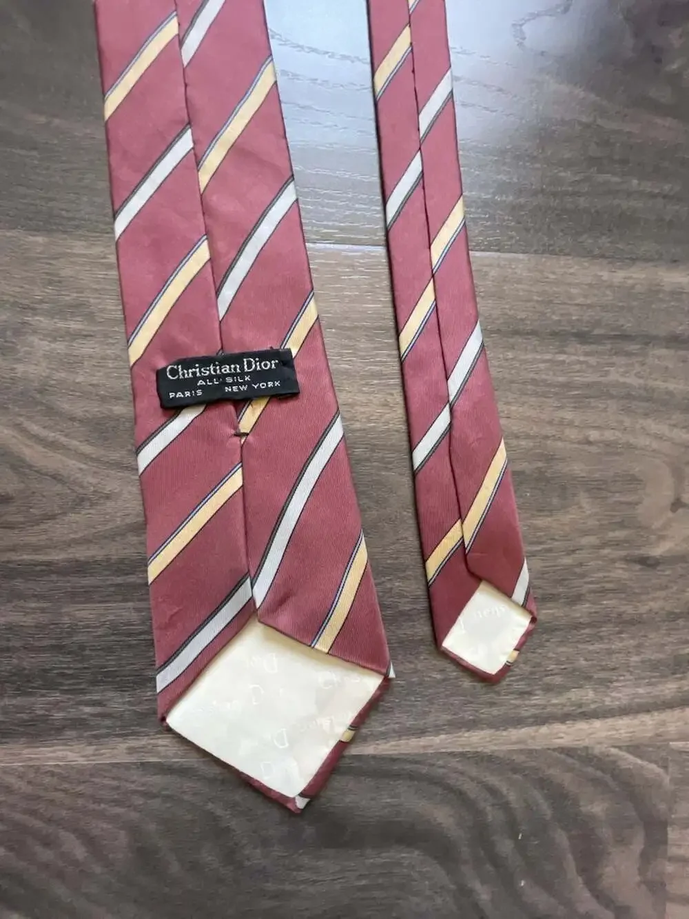 Christian Dior Vintage Burgundy Striped All Silk Necktie